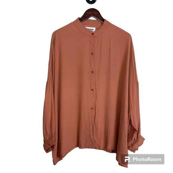 Rita Row Womens Clay Maxi Shirt Sz OS Blouse Boho Oversized Flowy Minimalist Top - Picture 1 of 12